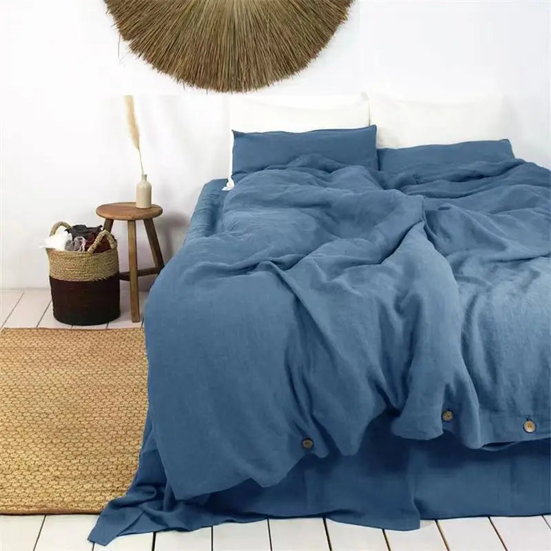 Indigo Blue Linen Duvet Cover