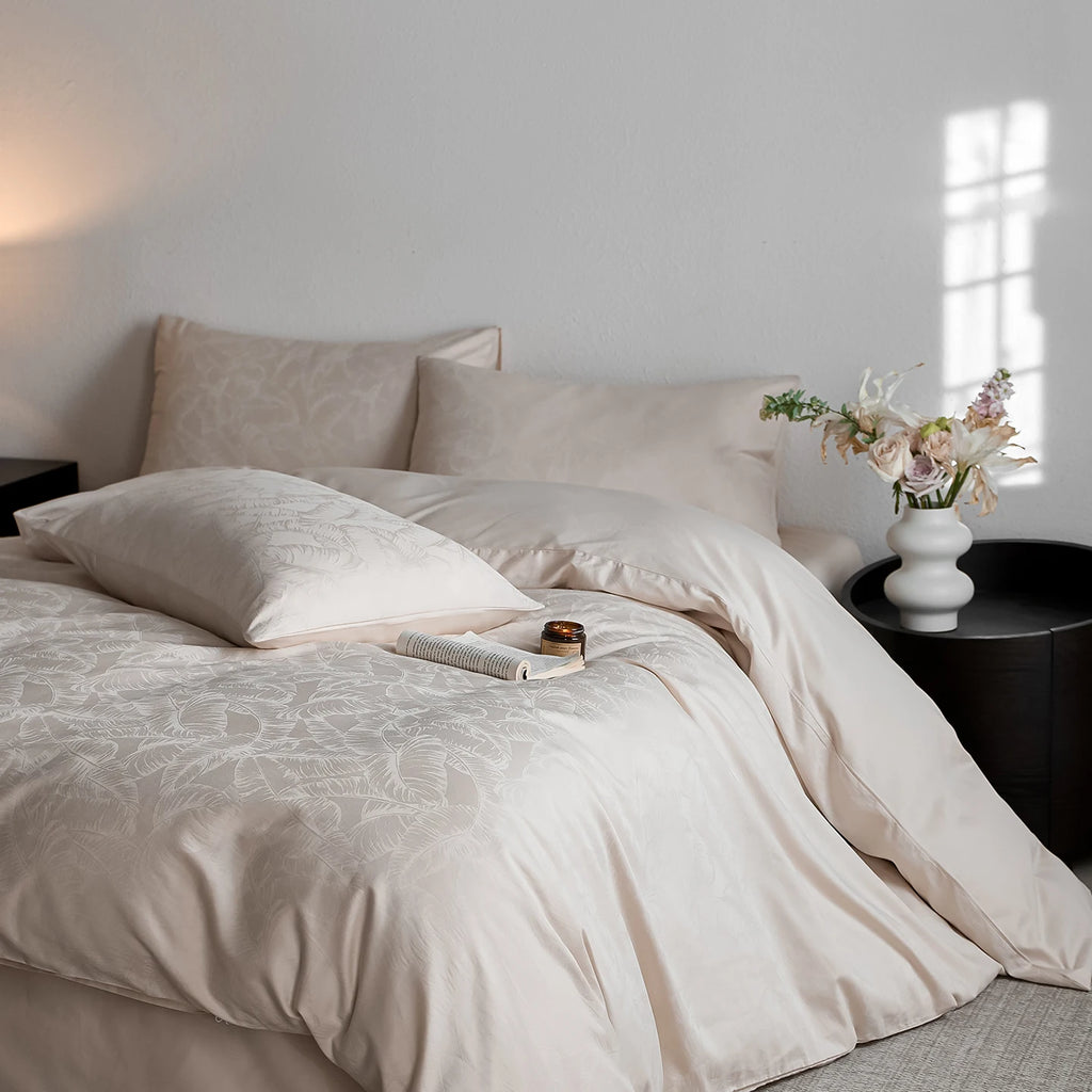 Beige Jacquard Bedding Set