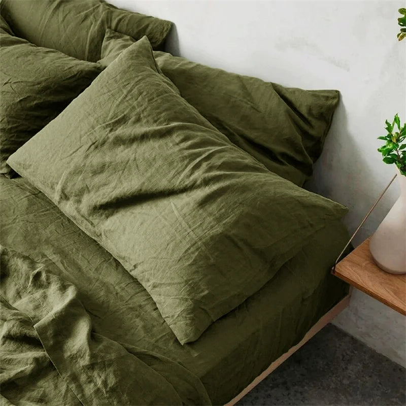 Moss Green Linen Pillowcase