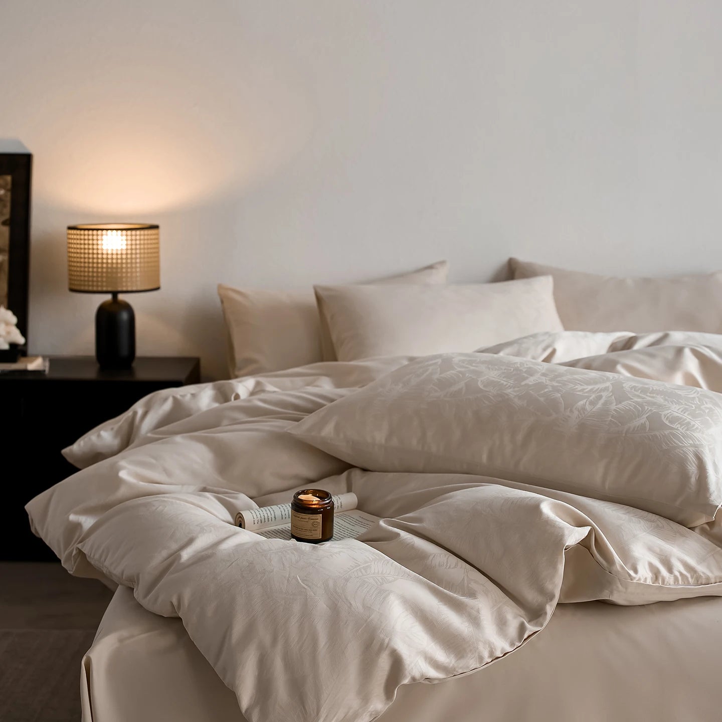 Beige Jacquard Bedding Set