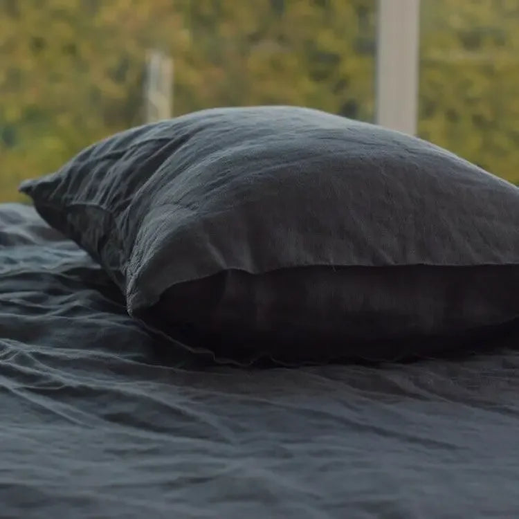 Black Linen Pillowcase