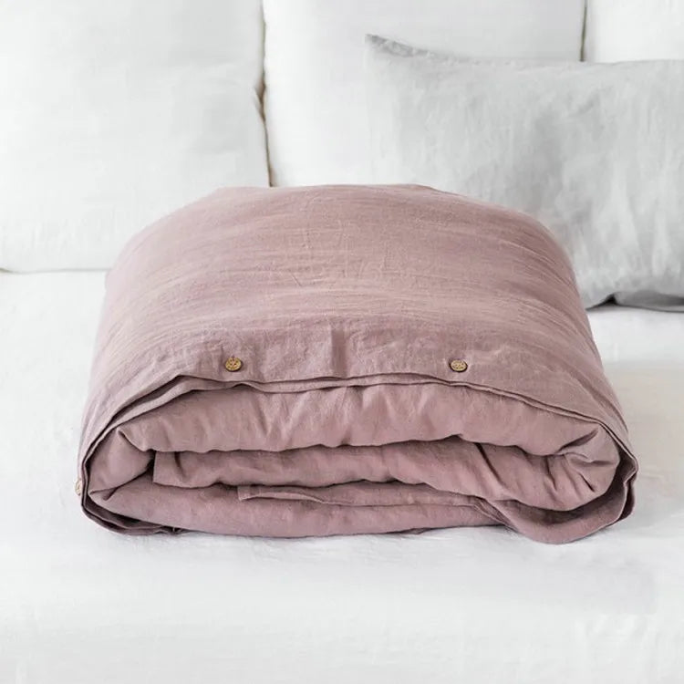 Grey Purple Linen Duvet Cover