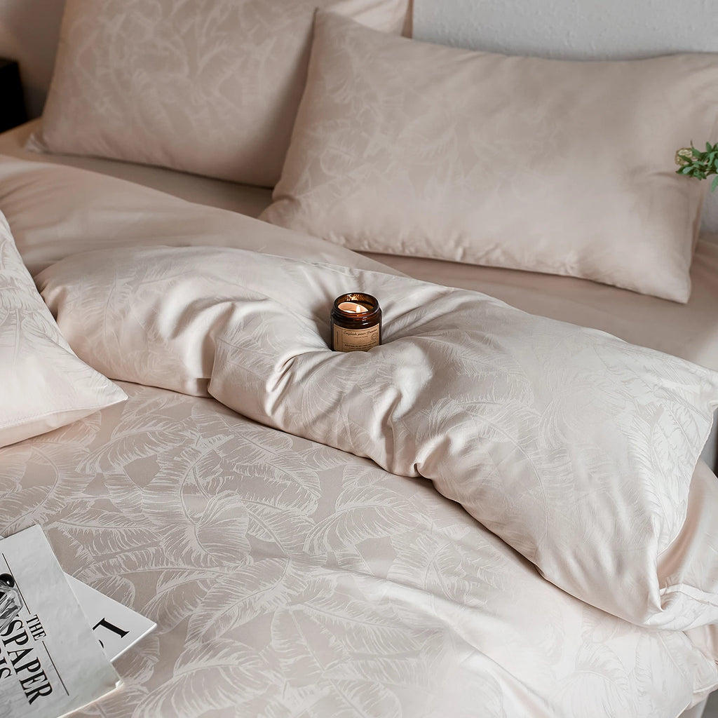 Beige Jacquard Bedding Set