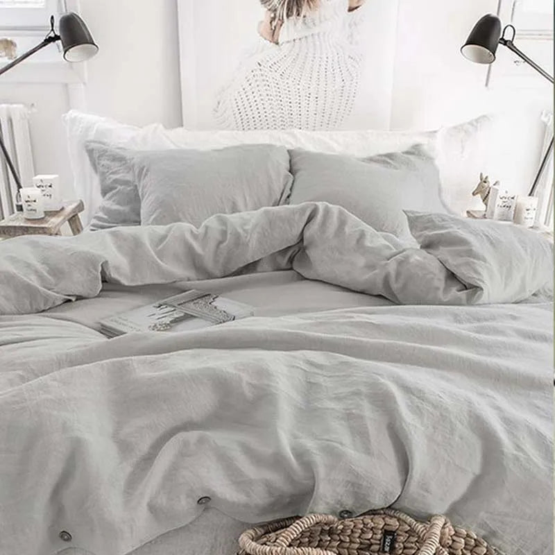 Light Grey Linen Duvet Cover