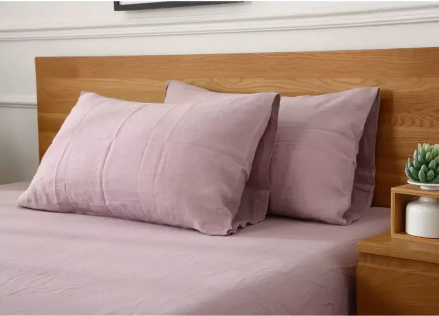 Grey Purple Linen Pillowcase