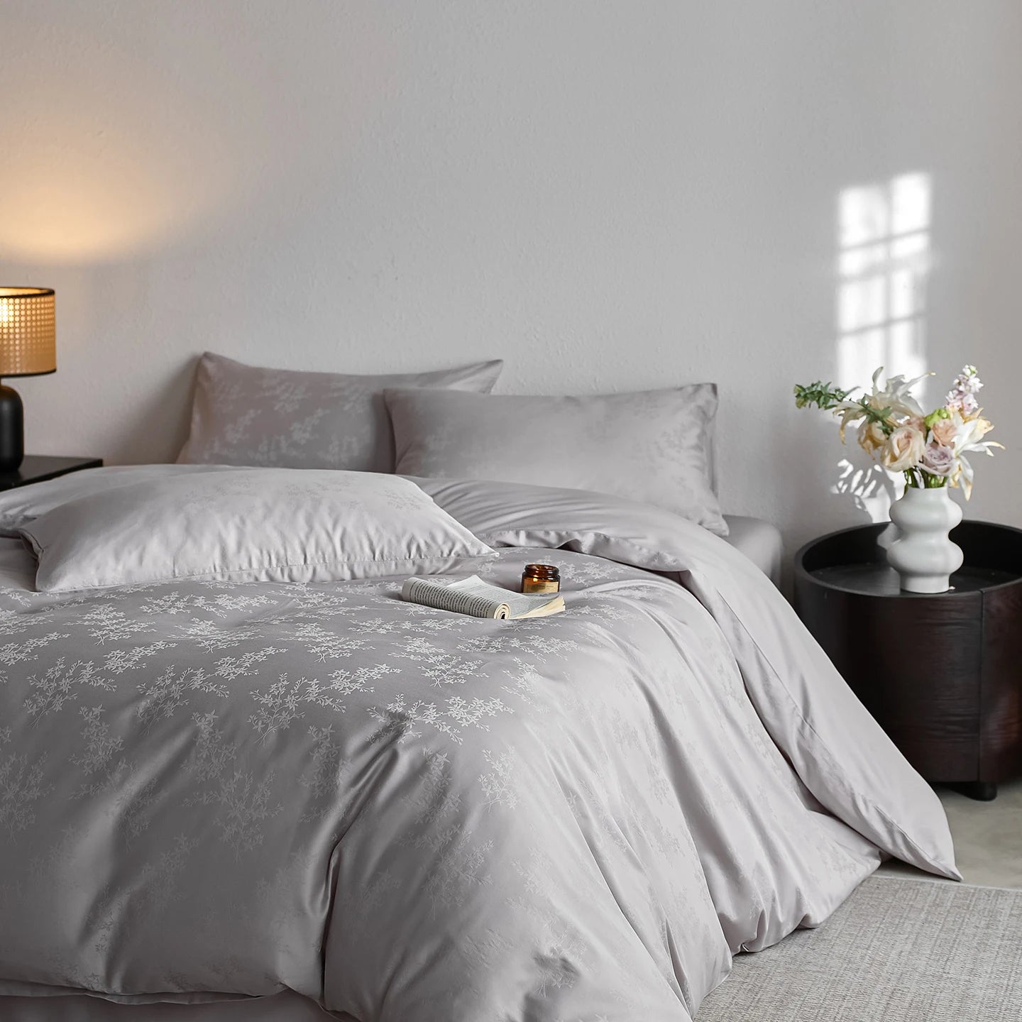 Grey Jacquard Bedding Set