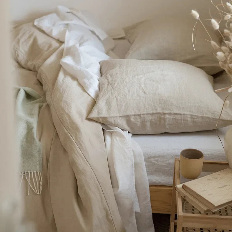 Grey Purple Linen Pillowcase