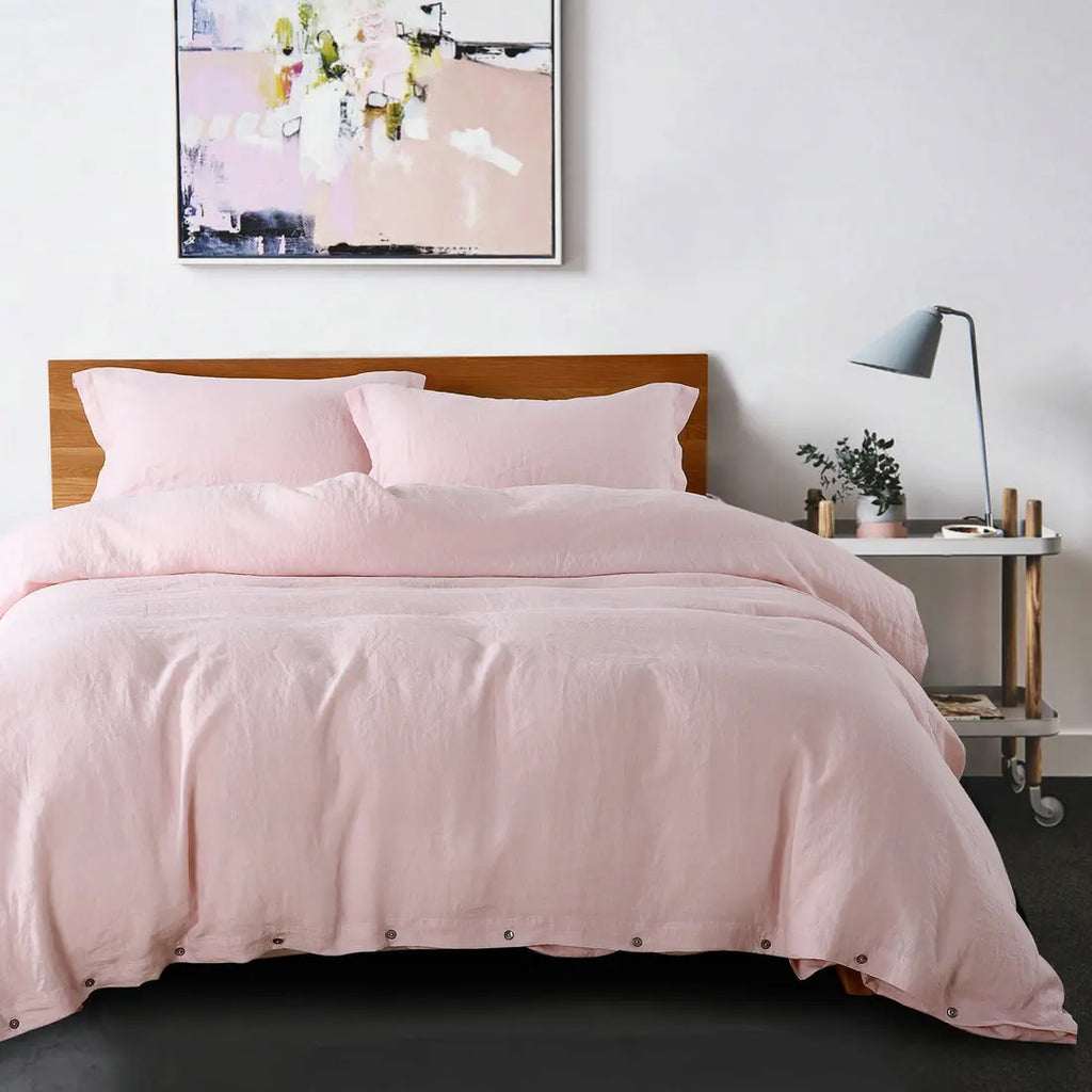 Pink Linen Duvet Cover