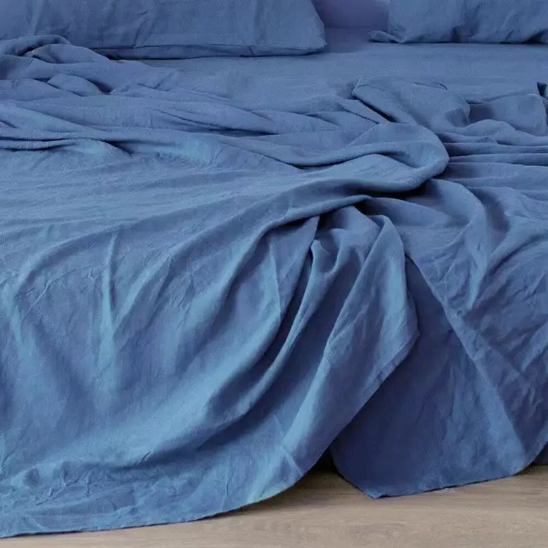 Blue Linen Sheet Set